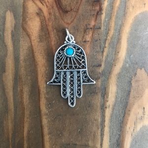 Sterling Silver Turquoise Hamsa Pendant